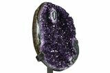Deep-Purple Amethyst Geode With Metal Stand - Uruguay #368347-4